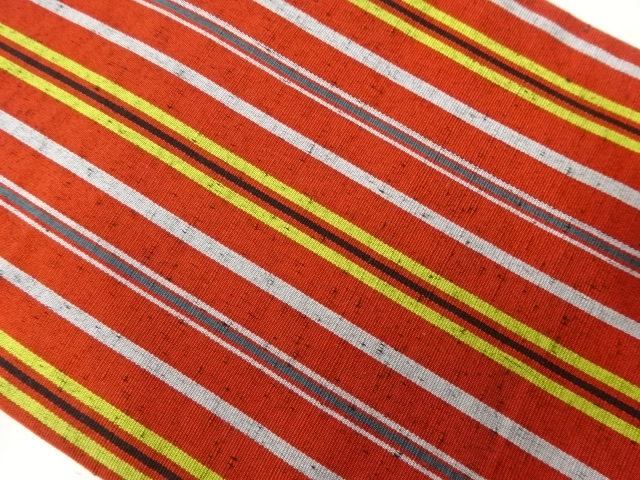  紬地縞模様織り出し半幅帯